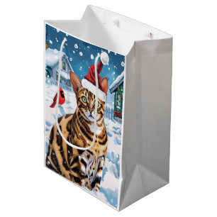 Bengal Cat Winter Wonderland Christmas Joy Medium Gift Bag