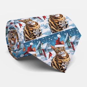 Bengal Cat Winter Wonderland Christmas Joy Tie
