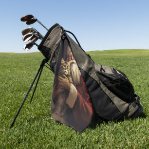 Bengal Cat with Santa Claus Festive Christmas Golf Towel