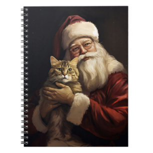 Bengal Cat with Santa Claus Festive Christmas Notebook