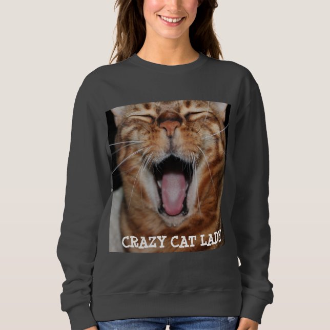 Bengal Cat Womens Sweatshirt "CRAZY CAT LADY" (Front)