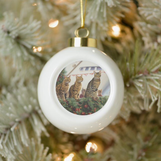Bengal Cats Christmas Cruise: Pawsome Holiday Ceramic Ball Christmas Ornament (Tree)