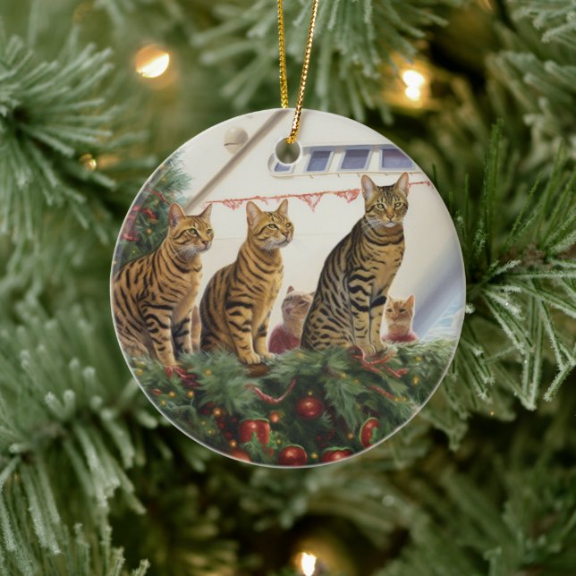 Bengal Cats Christmas Cruise: Pawsome Holiday Ceramic Tree Decoration (Tree)
