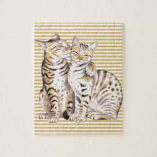 Bengal Cats Ochre Stripes Jigsaw Puzzle