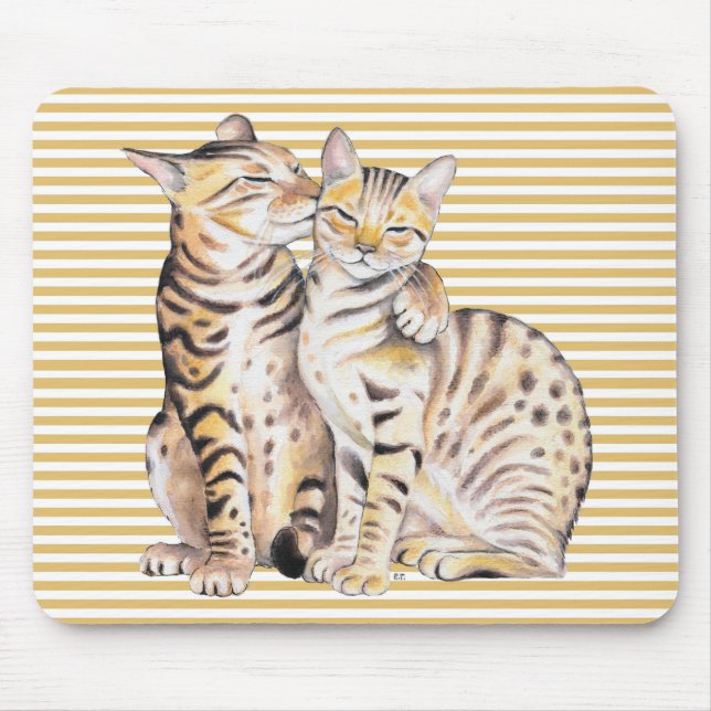 Bengal Cats Ochre Stripes Mouse Mat (Front)