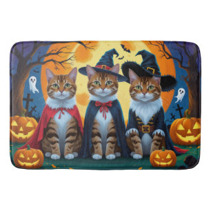 Bengal Cats Pumpkin Halloween Funny Bath Mat