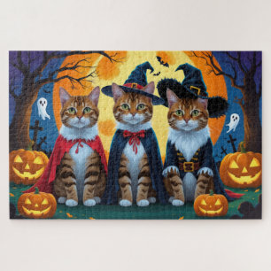 Bengal Cats Pumpkin Halloween Funny Jigsaw Puzzle