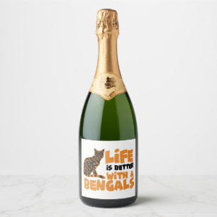 Bengal cats sparkling wine label