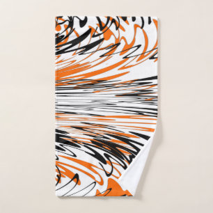 Bengal Colours Squiggly Orange and Black Lines Bat Hand Towel