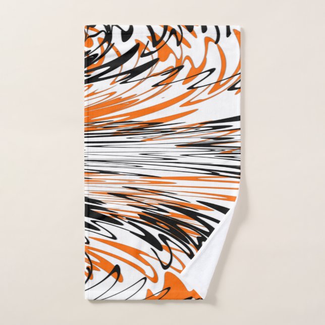 Bengal Colours Squiggly Orange and Black Lines Bat Hand Towel (Hand Towel)