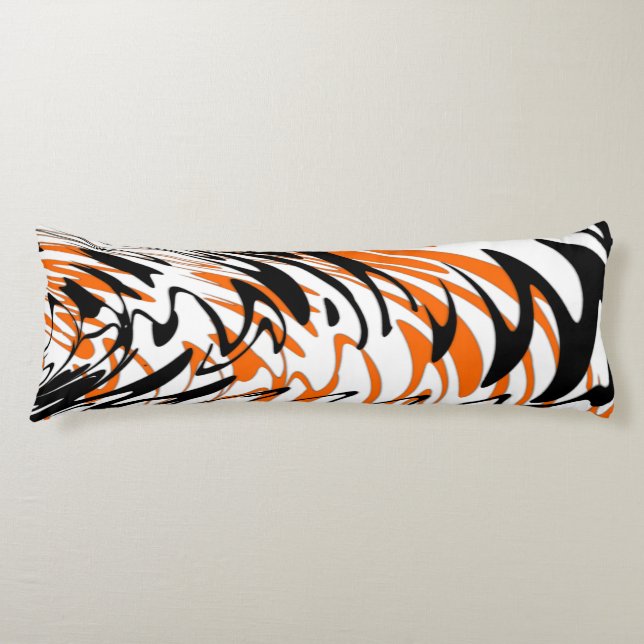 Bengal Colours Squiggly Orange and Black Lines Body Cushion (Front)