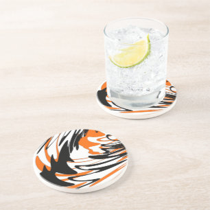 Bengal Colours Squiggly Orange and Black Lines Coaster