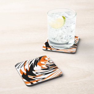 Bengal Colours Squiggly Orange and Black Lines Coaster