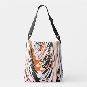 Bengal Colours Squiggly Orange and Black Lines Crossbody Bag