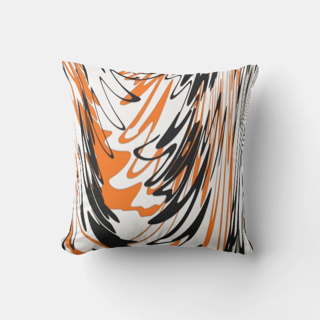 Bengal Colours Squiggly Orange and Black Lines Cushion (Front)