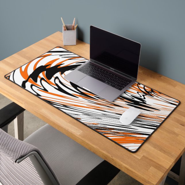 Bengal Colours Squiggly Orange and Black Lines Desk Mat (Office 2)