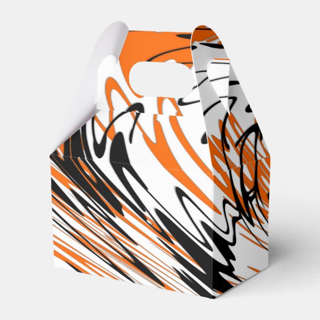 Bengal Colours Squiggly Orange and Black Lines Favour Box (Front Side)