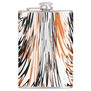 Bengal Colours Squiggly Orange and Black Lines Hip Flask
