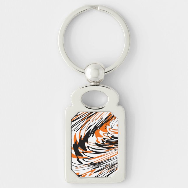 Bengal Colours Squiggly Orange and Black Lines Key Ring (Front)