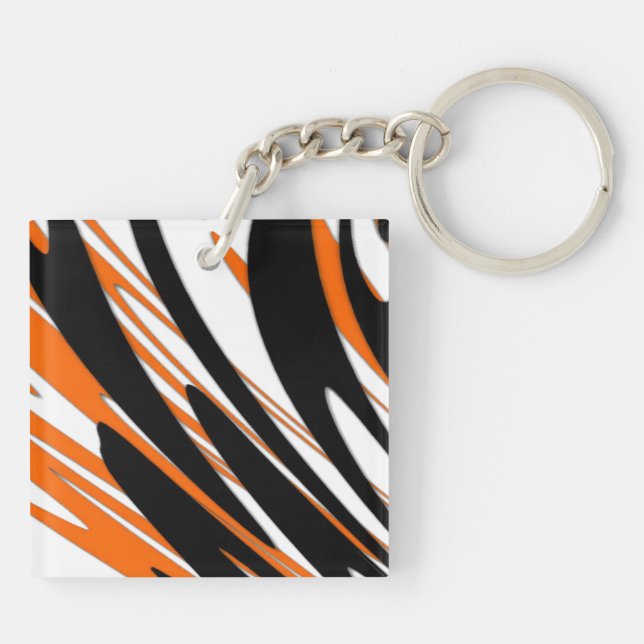 Bengal Colours Squiggly Orange and Black Lines Key Ring (Back)