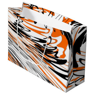 Bengal Colours Squiggly Orange and Black Lines Large Gift Bag