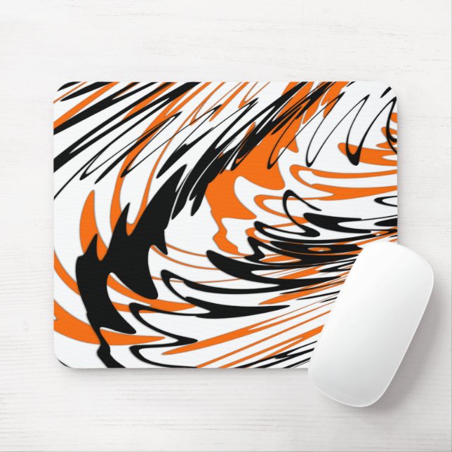 Bengal Colours Squiggly Orange and Black Lines Mouse Mat (With Mouse)