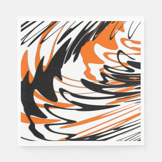 Bengal Colours Squiggly Orange and Black Lines Napkin (Front)