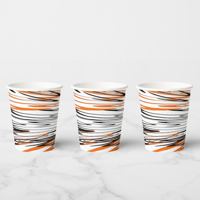 Bengal Colours Squiggly Orange and Black Lines Paper Cups (Multi)