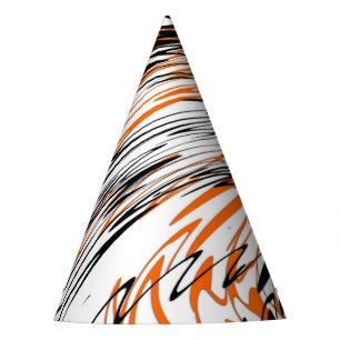 Bengal Colours Squiggly Orange and Black Lines Party Hat