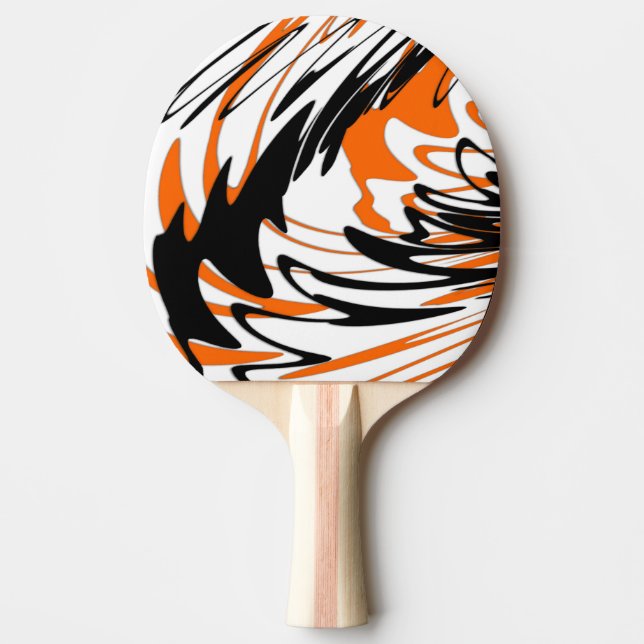 Bengal Colours Squiggly Orange and Black Lines Ping Pong Paddle (Front)