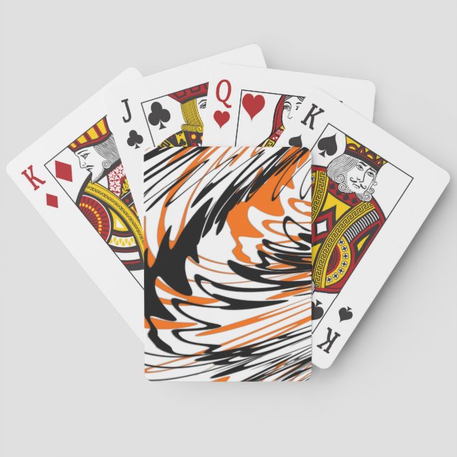 Bengal Colours Squiggly Orange and Black Lines Playing Cards (Back)