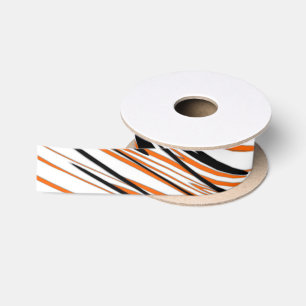 Bengal Colours Squiggly Orange and Black Lines Satin Ribbon