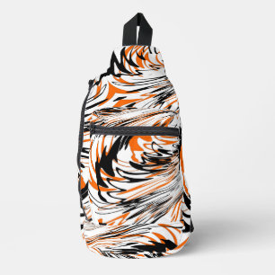 Bengal Colours Squiggly Orange and Black Lines Sling Bag