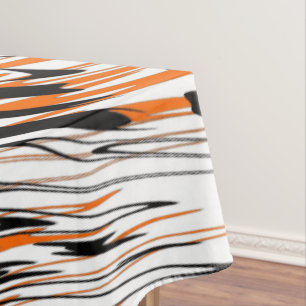 Bengal Colours Squiggly Orange and Black Lines Tablecloth