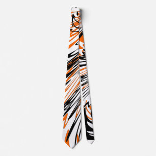 Bengal Colours Squiggly Orange and Black Lines Tie
