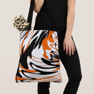 Bengal Colours Squiggly Orange and Black Lines Tote Bag