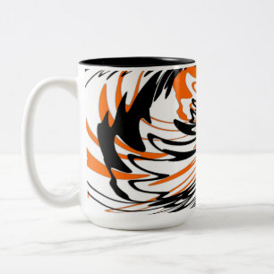 Bengal Colours Squiggly Orange and Black Lines Two-Tone Coffee Mug