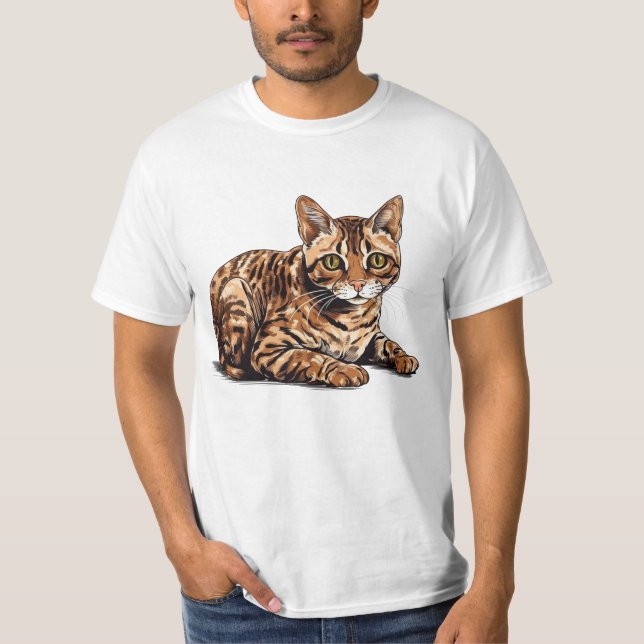 Bengal Feline: Playful & Graceful Cat Lover Design T-Shirt (Front)