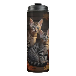 Bengal Kitten Autumn Delight Pumpkin Thermal Tumbler