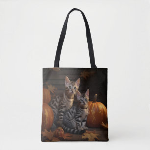 Bengal Kitten Autumn Delight Pumpkin  Tote Bag