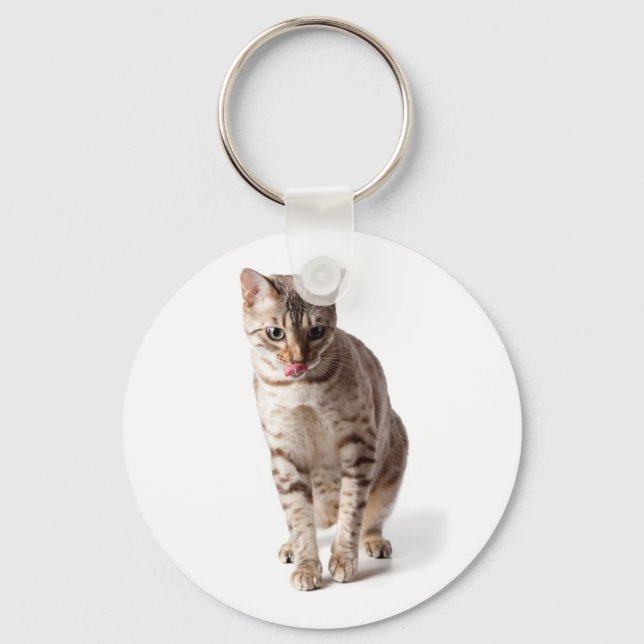 Bengal Kitten licking lips Key Ring (Front)