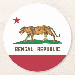 Bengal Republic Tiger Flag Bengali Pride Round Paper Coaster