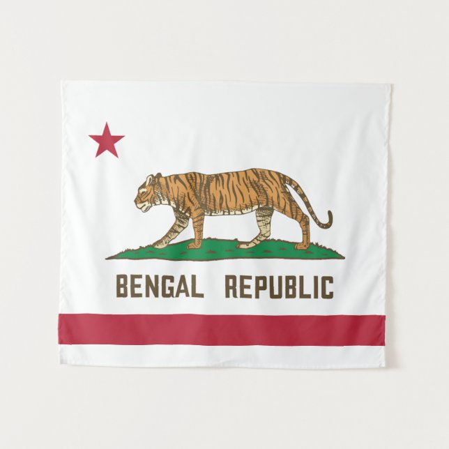 Bengal Republic Tiger Flag Bengali Pride Tapestry (Front (Horizontal))