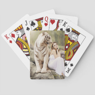 Bengal Tiger and Lady Playing Cards