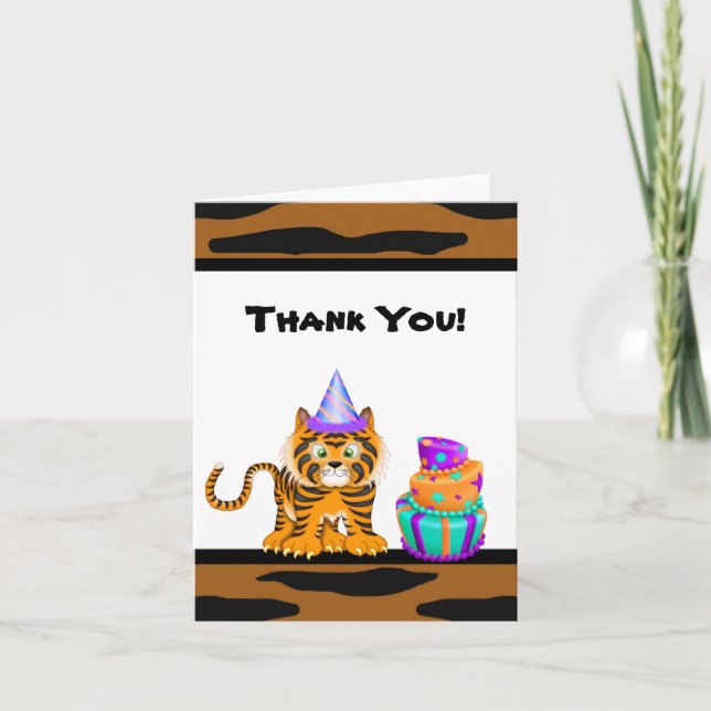 Bengal Tiger Animal Print Thank You Card (Front)