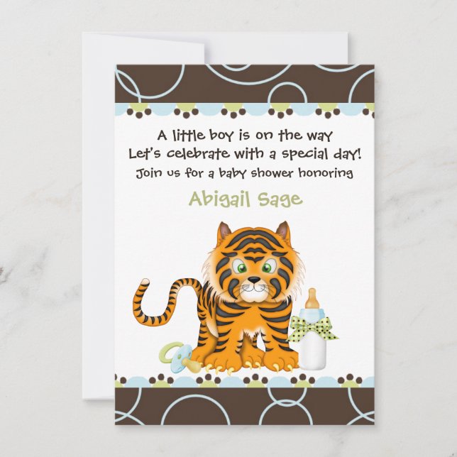 Bengal Tiger  Baby Shower Invitation for Boys (Front)