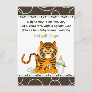 Bengal Tiger  Baby Shower Invitation for Boys