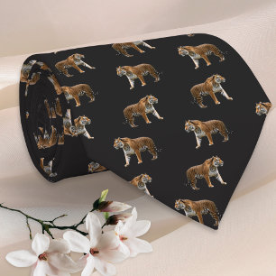 Bengal Tiger Black Elegant Wildlife Animal Pattern Tie