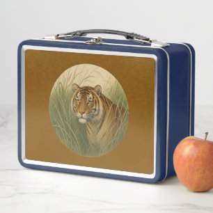 Bengal Tiger Brown Metal Lunchbox