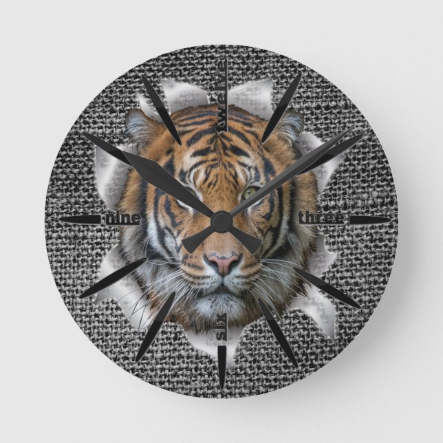 Bengal-Tiger cat Wildlife Round Clock (Front)